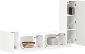 vidaXL Σετ επίπλου τηλεόρασης Επιτοίχιο 4 pcs Λευκό Επεξεργασμένο ξύλο