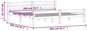vidaXL Πλαίσιο Κρεβατιο Λευκό 200 x 200 εκ. από Μασίφ Ξύλο Πεύκου