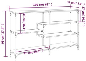 Τραπέζι Κονσόλα Γκρι Sonoma 160x32x95 εκ. Επεξεργασμένο Ξύλο - Γκρι