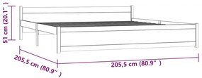 Πλαίσιο Κρεβατιού Λευκό 200 x 200 εκ. από Μασίφ Ξύλο - Λευκό