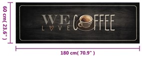 vidaXL Χαλί Κουζίνας Πλενόμενο Επιγραφή Coffee 60x180 εκ. Βελούδο
