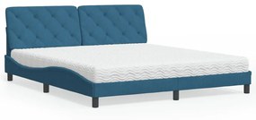 vidaXL Κρεβάτι με Στρώμα Μπλε 180 x 200 εκ. Βελούδινος