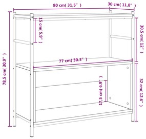 Βιβλιοθήκη Καφέ Δρυς 80x30x78,5 εκ. Επεξεργ. Ξύλο / Σίδηρος - Καφέ