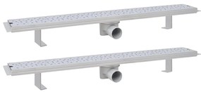 vidaXL Σιφόνια Ντουζιέρας Γραμμικά 2 τεμ. 830x140 χιλ. Ανοξείδ. Ατσάλι
