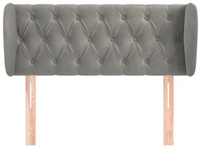 Κεφαλάρι με Πτερύγια Ανοιχτό Γκρι 93x23x78/88 εκ. Βελούδινο - Γκρι