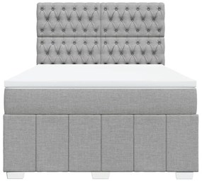 Κρεβάτι Boxspring με Στρώμα Ανοιχτό Γκρι 140x200 εκ. Υφασμάτινο - Γκρι