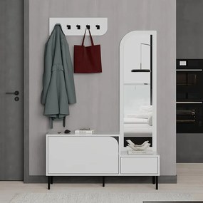 Έπιπλο εισόδου Mila Megapap με κρεμάστρα χρώμα λευκό 120x37x171,6εκ.