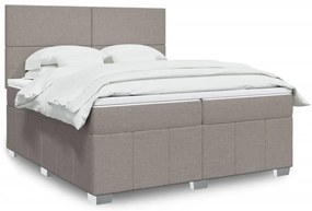 vidaXL Κρεβάτι Boxspring με Στρώμα Taupe 200x200 εκ. Υφασμάτινο