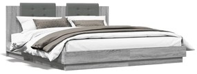 Πλαίσιο Κρεβατιού με Κεφαλάρι Γκρι Sonoma 180x200εκ. Επεξ. Ξύλο - Γκρι