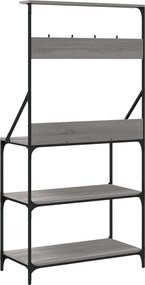 vidaXL Ραφιέρα Κουζίνας με Γάντζους και 4 Ράφια Γκρι Sonoma