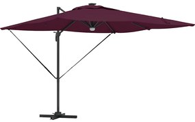 vidaXL Ρώμη Ομπρέλα με φώτα λωρίδας LED Κόκκινο 286 x 285 x 270 εκ