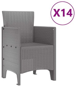 vidaXL Σέτ φαγητού για κήπο 15 pcs Ανοιχτό γκρι Rattan Polt