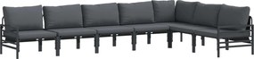 vidaXL Σετ Καναπέ Κήπου με μαξιλάρι 7 pcs Μαύρο Ατσάλι