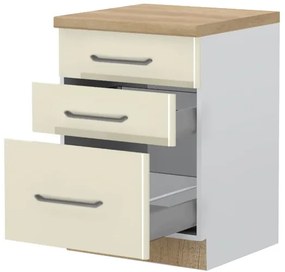 Επιδαπέδιο ντουλάπι Modena R-60-3MBOX-Λευκό - Μπεζ - 60.00Χ60.00Χ88.00cm