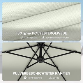 Πρόβολη ομπρέλα περ. Ομπρέλα Ø300 cm με μηχανισμό ασφάλισης μανιβέλα βάση βαρών κρεμ λευκό