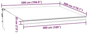 Τέντα Πτυσσόμενη Αυτόματη με LED Μπορντό 500x300 εκ. - Κόκκινο