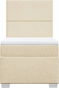 vidaXL Κρεβάτι Boxspring με Στρώμα Κρεμ 90x190 εκ.Υφασμάτινο