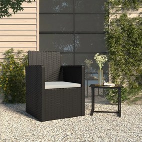 Πολυθρόνα Κήπου με Μαξιλάρια Μαύρη από Συνθετικό Ρατάν - Μαύρο