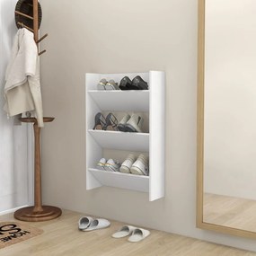 vidaXL Παπουτσοθήκη Τοίχου Λευκή 60 x 18 x 90 εκ. από Μοριοσανίδα