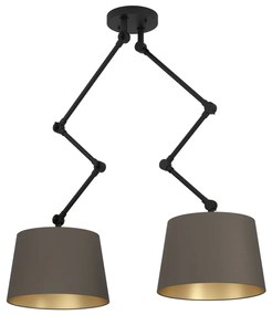 Κρεμαστό Φωτιστικό Σπαστή Ανάρτηση max88,5xHmax129cm Δίφωτο 2xE27 Ύφασμα-Καπουτσίνο-Μαύρο-Ορείχαλκος Eglo Pistunio 390199