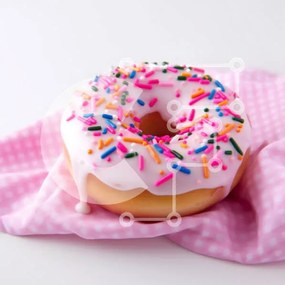 Σετ των 2 Intra Συλλεκτικό Ξύλινο Παζλ Plywood  4mm - Νόστιμο ροζ παγωμένο ντόνατ με ψεκασμούς Σε Ξύλινο Κουτί - Διαστάσεις: 10x10 cm – 25 κομμάτια