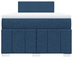 Κρεβάτι Boxspring με Στρώμα Μπλε 120x200 εκ. Υφασμάτινο - Μπλε