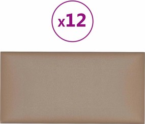 vidaXL Κεφαλάρι Τοίχου 12 τμχ. 60 x 30 cm Καπουτσίνο ύφασμα