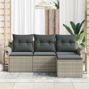 vidaXL Σετ Καναπέ με μαξιλάρι 4 pcs Γκρι συνθετικό ρατάν