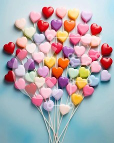 Intra Συλλεκτικό Ξύλινο Παζλ Plywood  4mm - Πολύχρωμο μπουκέτο με γλειφιτζούρια σε σχήμα καρδιάς Σε Ξύλινο Κουτί - Διαστάσεις Puzzle: 10x10 cm – 25 κομμάτια