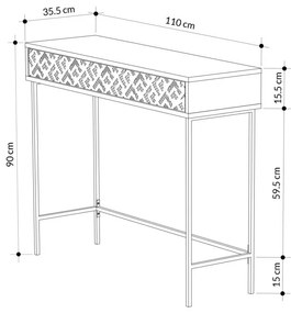 Κονσόλα Elettra pakoworld καρυδί-μαύρο 110x35.5x90εκ (1 τεμάχια)