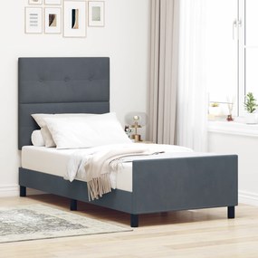 vidaXL Κρεβάτι Σκελετός Σκούρο Γκρι 90x190 εκ. Βελούδο