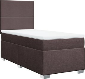 vidaXL Κρεβάτι Boxspring με Στρώμα Σκούρο Καφέ 90x200 εκ. Υφασμάτινο