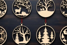 Intra απο ξύλο plywood 3mm-4mm πάχος Χριστουγεννιάτικο στολίδι κοπής με λέιζερ Δίασταση 4x4 cm INTRAFABR-80123428