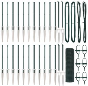 vidaXL Φράχτης Welded Wire  με 13 Στηρίγματα Αιχμών Πράσινος 0.6x50 μ Μέταλλο