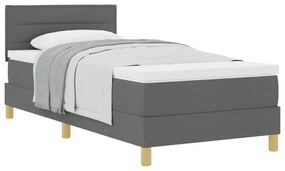 vidaXL Κρεβάτι με Σχέδιο και Στρώμα Σκούρο Γκρι 90x200 εκ. Υφασμάτινο