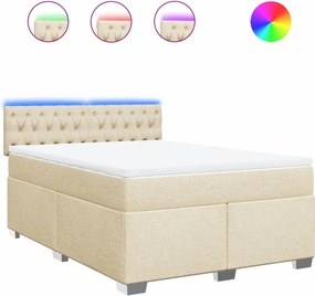 vidaXL Κρεβάτι Boxspring με Στρώμα Κρεμ 160x200 εκ. Υφασμάτινο