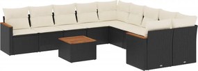 vidaXL Patio Sofa Set 10-θέσια Μαύρο και Κρέμα