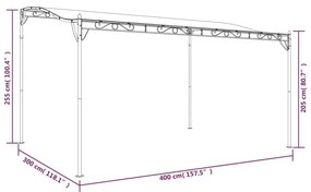 Τέντα Taupe 4 x 3 μ. 180 γρ./μ² από Ύφασμα και Ατσάλι - Μπεζ-Γκρι