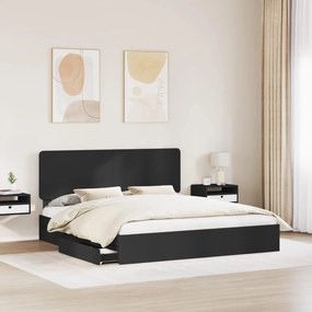 vidaXL Κρεβάτι Αποθήκης Μαύρο 200 x 200 cm Επεξεργασμένο Ξύλο