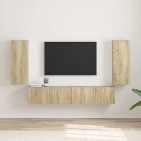 vidaXL Ντουλάπι Τηλεόρασης Τοίχου 2 pcs Σονόμα Επεξεργασμένο Ξύλο