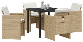 vidaXL σετ τραπεζαρίας 5 τεμαχίων με μαξιλάρια μπεζ πολυρατάν
