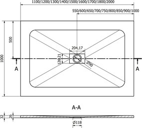 Mexen Hugo ορθογώνιος ντους SMC 140 x 100 cm, λευκό - 42101014