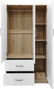 Ντουλάπα πεντάφυλλη Athos pakoworld sonoma-λευκό 170x42x180εκ