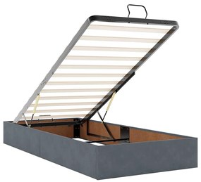 Οθωμανικό κρεβάτι με στρώματα &amp; LEDs Σκούρο γκρι Βελούδο 3314229