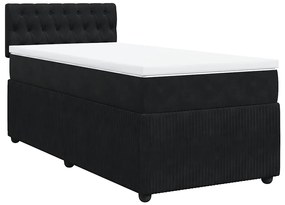 vidaXL Κρεβάτι Boxspring με Στρώμα Μαύρο 100x200 εκ. Βελούδινο