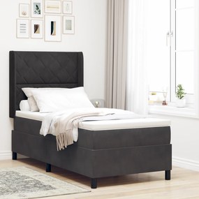 vidaXL Κρεβάτι Box Spring με Στρώμα & LED Μαύρο 90x200 εκ Βελούδο