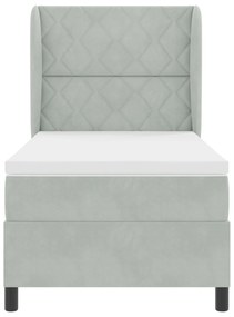 vidaXL Κρεβάτι με Στρώμα  Light Grey 90x200 cm Βελούδο