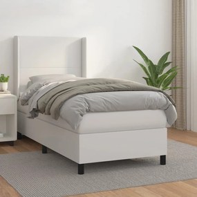 vidaXL Κρεβάτι Boxspring με Στρώμα Λευκό 80 x 200 εκ. Συνθετικό Δέρμα