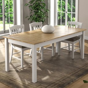 Τραπέζι Fira Megapap χρώμα λευκό - φυσικό οξιάς 180x90x78εκ.