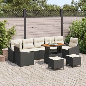 vidaXL Σετ Καναπέ Κήπου με μαξιλάρι 10 pcs Μαύρο Πολυ ράταν